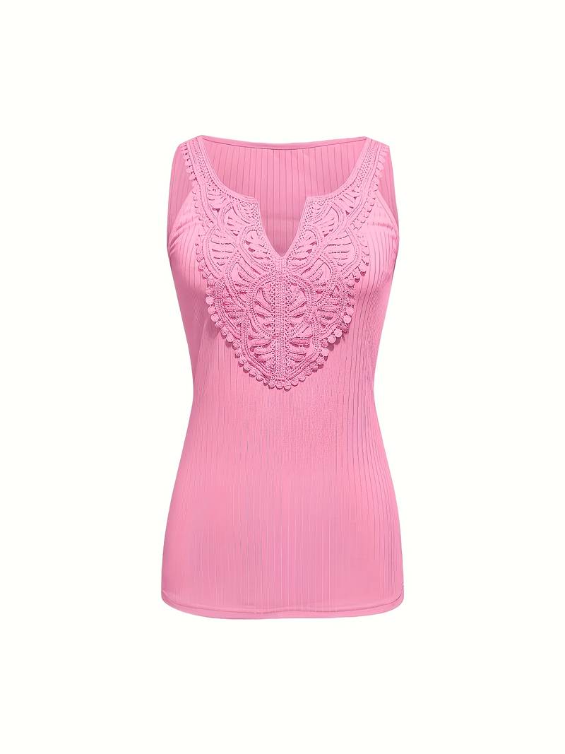 Hajar - Camiseta Sin Mangas De Encaje Con Mucho Estilo