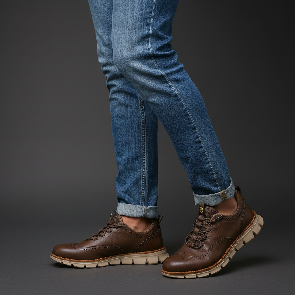 Heijnen - Zapatillas Deportivas de Piel Con Puntera de Ala y Diseño Brogue