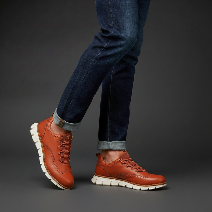 Heijnen - Zapatillas Deportivas de Piel Con Puntera de Ala y Diseño Brogue