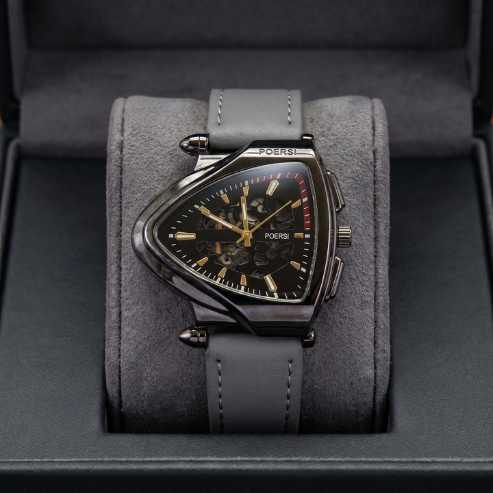Narciso - Reloj Triangular De Piel Con Estructura Esquelética
