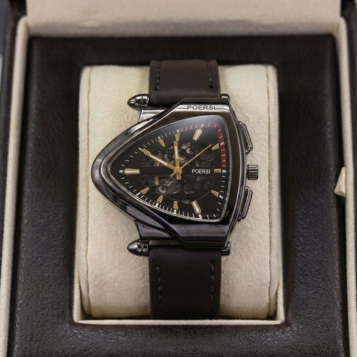 Narciso - Reloj Triangular De Piel Con Estructura Esquelética