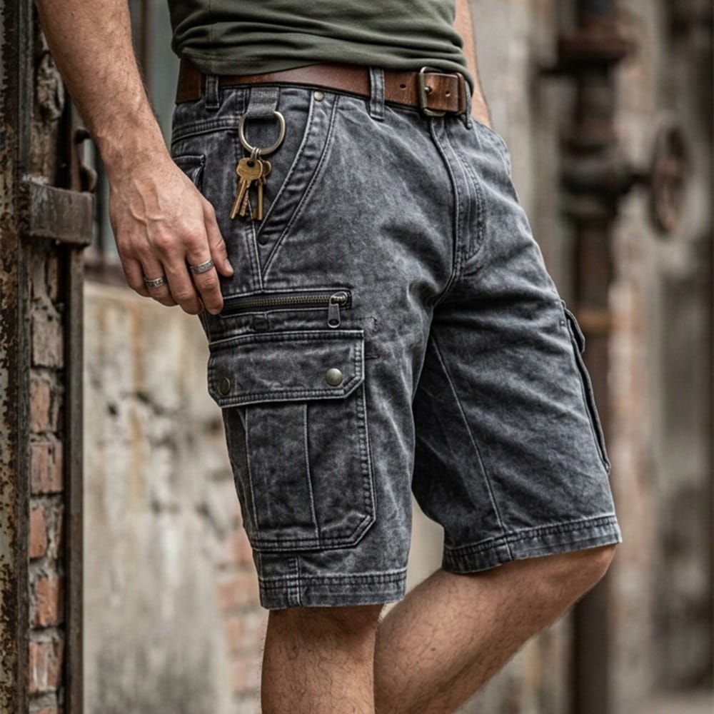 Pezeshkian - Pantalones Cortos Carga de Vaquero Con Estilo