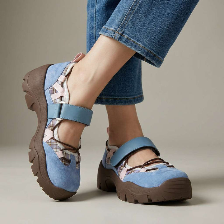 Vinilia - Zapatillas Deportivas De Suela Gruesa Con Correa Ajustable