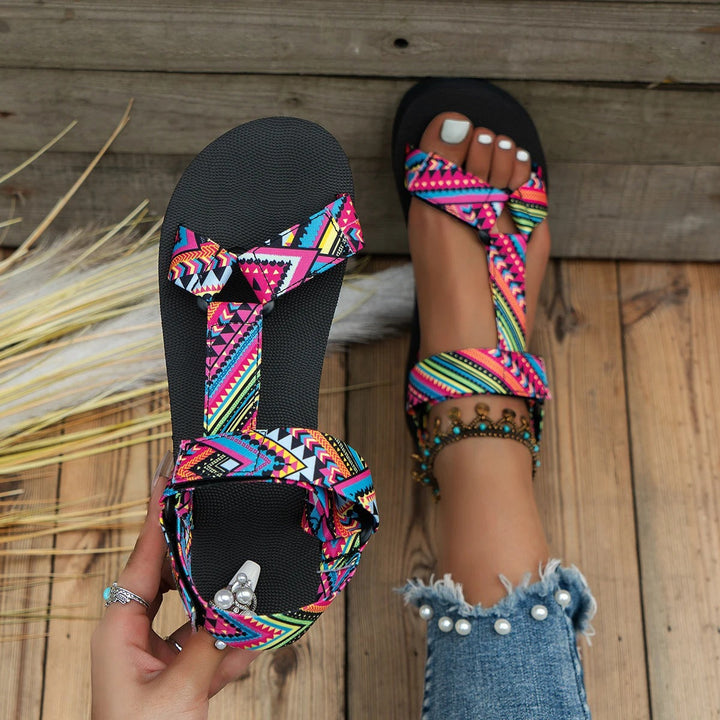 Maryane - Sandalias de Plataforma Con Velcro Estampadas