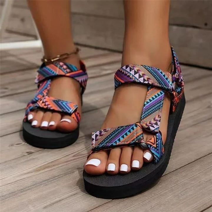 Maryane - Sandalias de Plataforma Con Velcro Estampadas