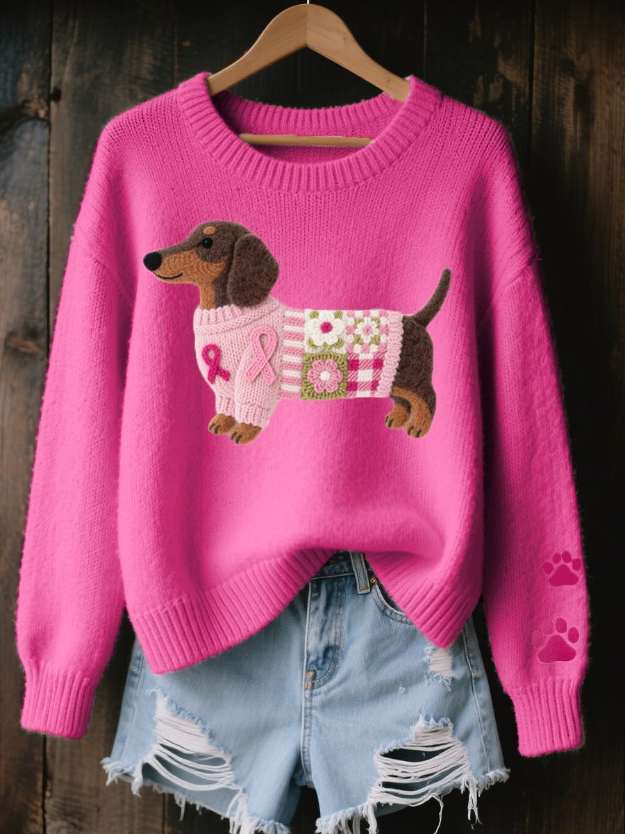 Naoni - Jersey De Punto Con Diseño De Dachshund De Fieltro De Lana