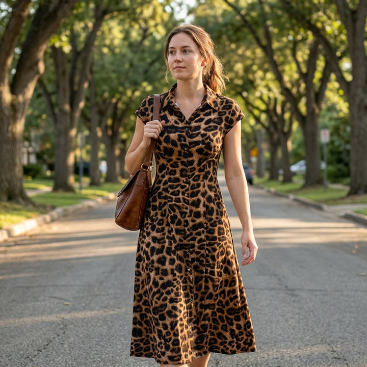 Ameerah - Elegante Vestido Con Estampado De Leopardo