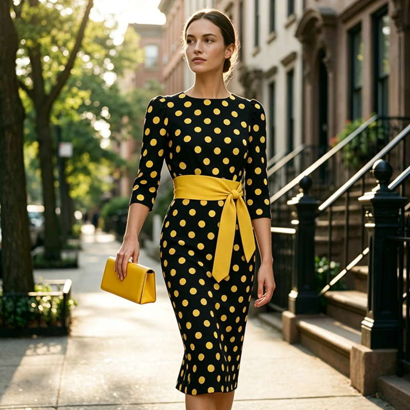 Konila - Elegante Vestido Retro De Lunares