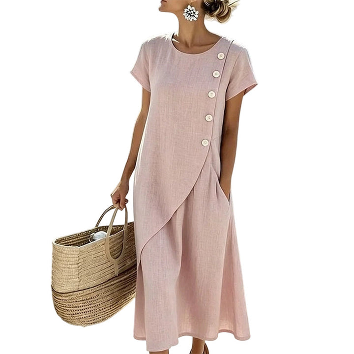 Alia - Elegante Vestido Asimétrico Con Cuello Redondo