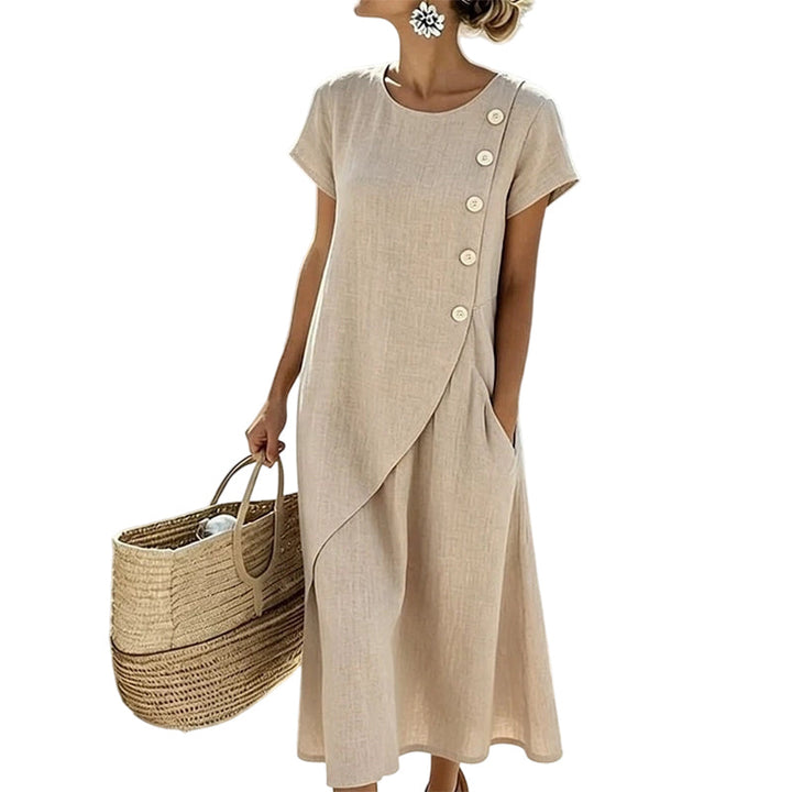 Alia - Elegante Vestido Asimétrico Con Cuello Redondo