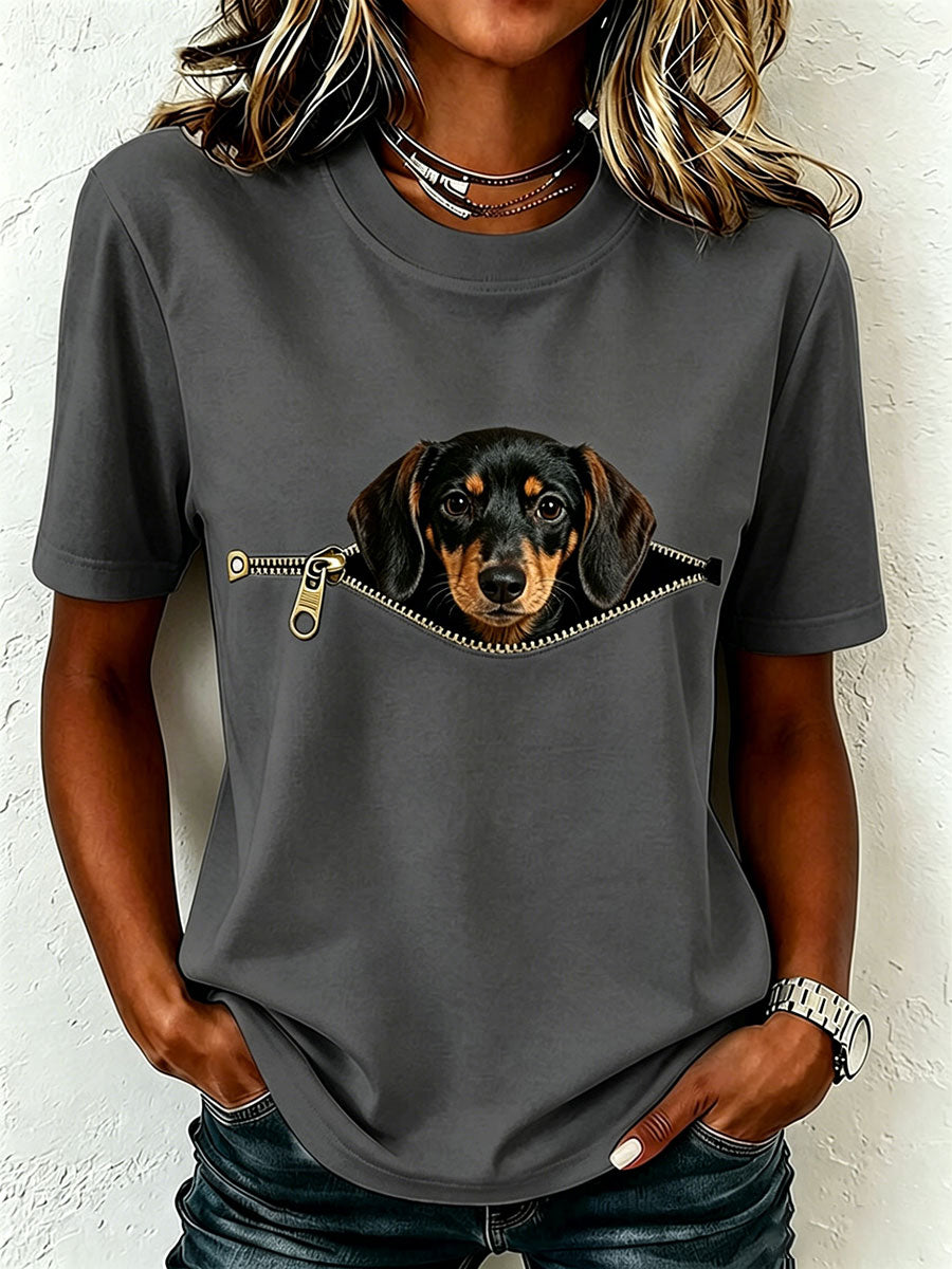 Earcy - Camiseta De Manga Corta Con Diseño De Perro Salchicha
