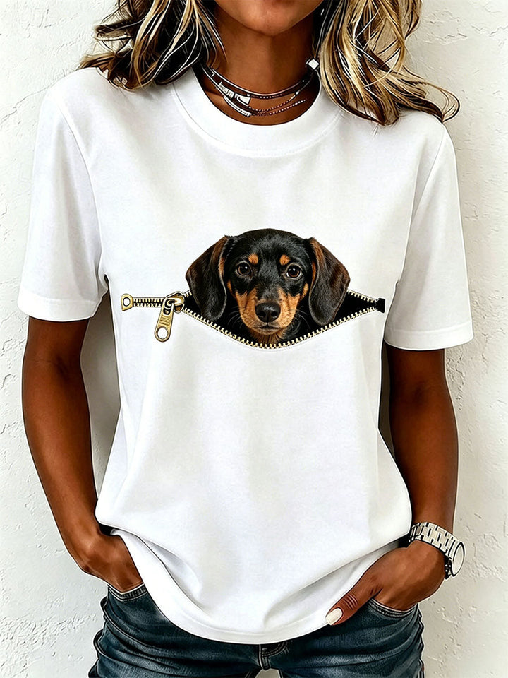 Earcy - Camiseta De Manga Corta Con Diseño De Perro Salchicha