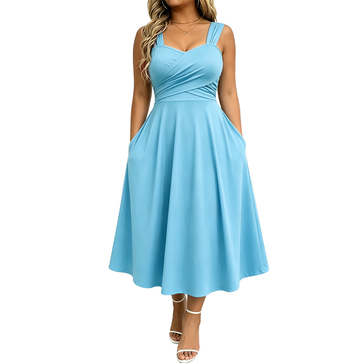 Katjaa - Elegante Vestido Sin Mangas Con Bolsillos