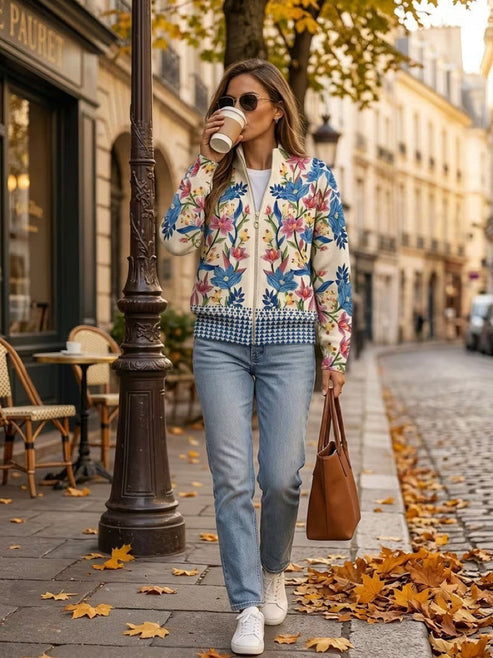 Davan - Cárdigan Con Cremallera Y Estampado Floral
