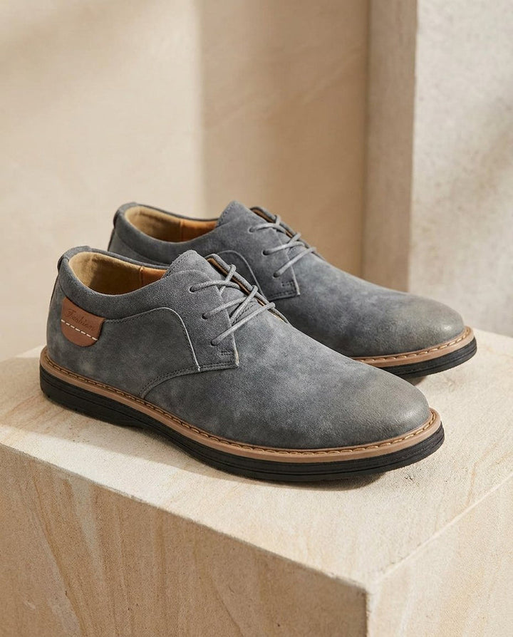 Erling - Zapatos De Ante Con Cordones Y Costuras en Contraste