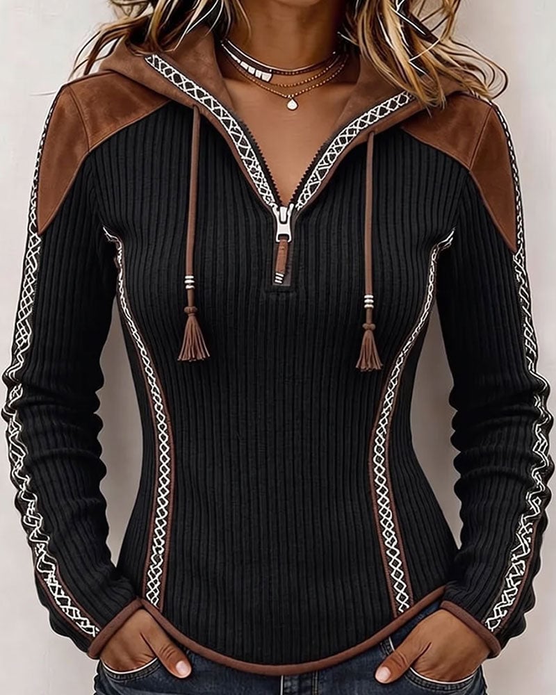 Seniya - Sudadera Con Capucha y Manga Larga Con Cremallera Frontal