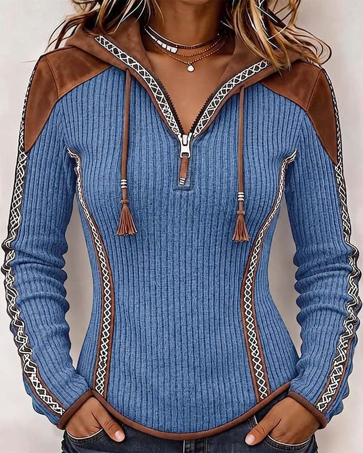 Seniya - Sudadera Con Capucha y Manga Larga Con Cremallera Frontal