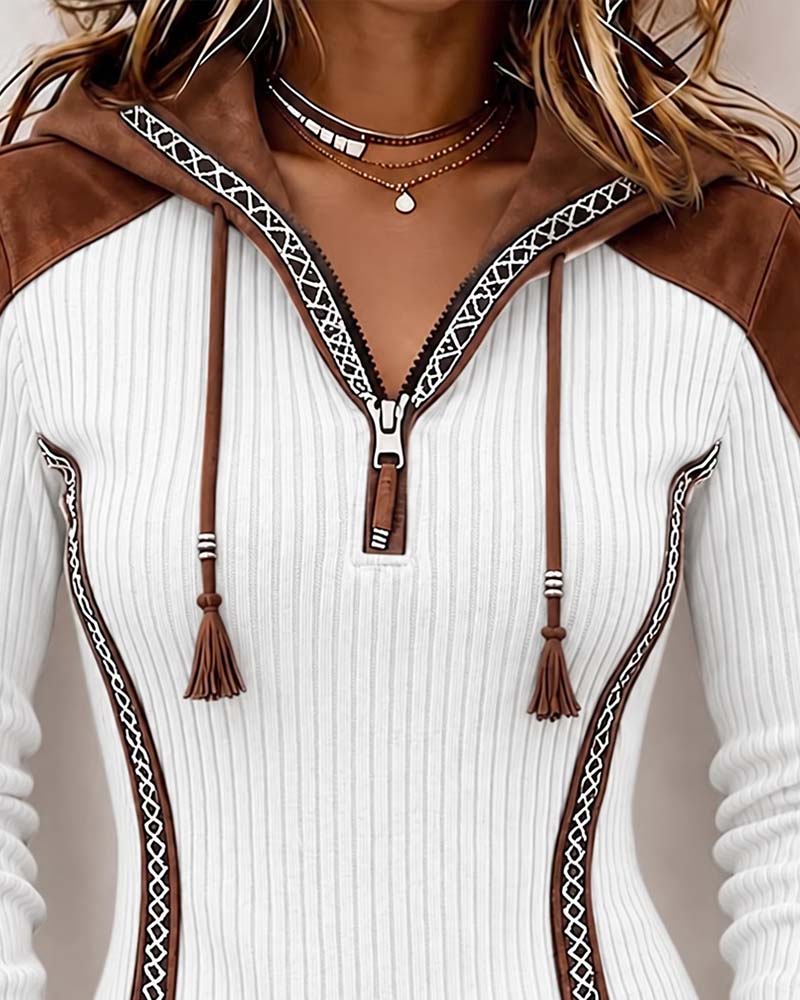 Seniya - Sudadera Con Capucha y Manga Larga Con Cremallera Frontal